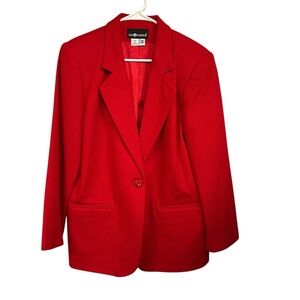 Vintage Sag Harbor Wool Blazer Red Women's Size 12 Lightweight Fall Winter